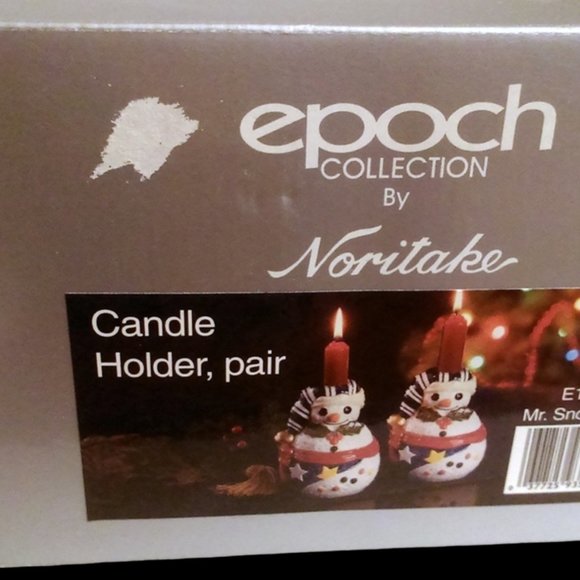 Vintage. Snowman Candlestick Holders Epoch Collection by Noritake, Taper Candle - Picture 9 of 13